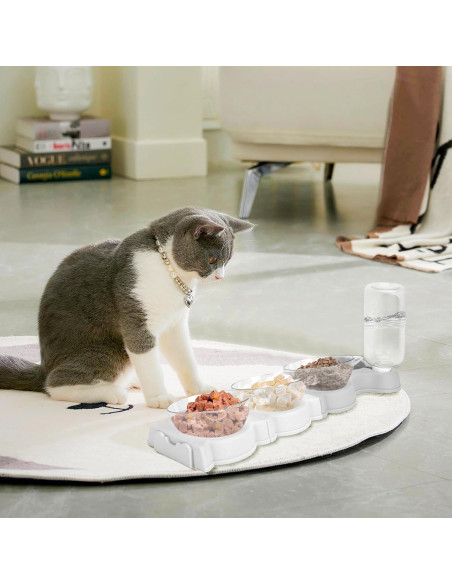 Plato para Gatos Yummy Sam 4 en 1 con Dispensador de Agua