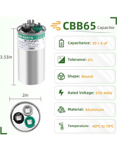 Capacitor CBB65 30+5uF 370/440V AMI PARTS para AC 2