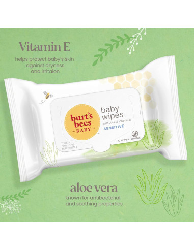 Toallitas para Bebés Burt's Bees Naturales Sin Fragancia 72 Unidades