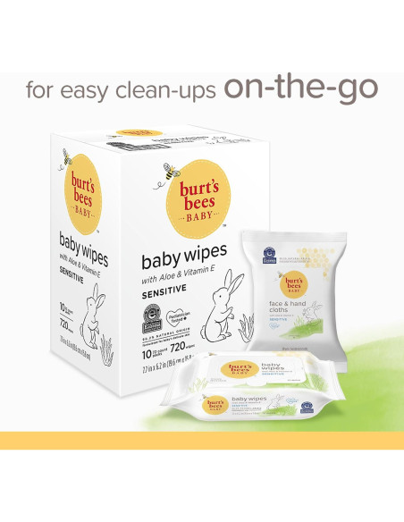 Toallitas para Bebés Burt's Bees Naturales Sin Fragancia 72 Unidades
