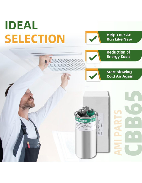 Capacitor CBB65 30+5uF 370/440V AMI PARTS para AC