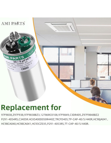 Capacitor CBB65 30+5uF 370/440V AMI PARTS para AC