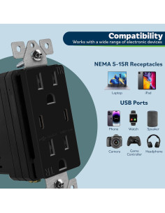 Enchufe USB Doble TOPGREENER 3.6A 15A Negro - 2 Piezas 2