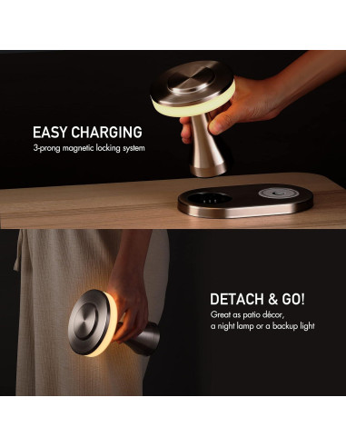 Lámpara de Mesa LED O'Bright Portátil Carga Inalámbrica Plata