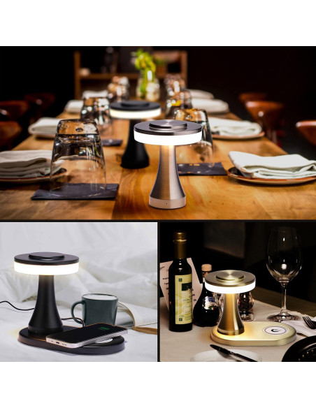 Lámpara de Mesa LED O'Bright Portátil Carga Inalámbrica Plata