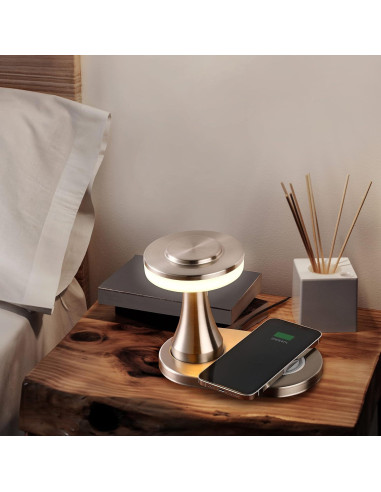 Lámpara de Mesa LED O'Bright Portátil Carga Inalámbrica Plata