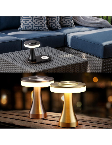 Lámpara de Mesa LED O'Bright Portátil Carga Inalámbrica Plata