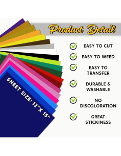 Paquete de Vinilo de Transferencia de Calor EcoRise - 20 Hojas 30.48x38.1cm 2