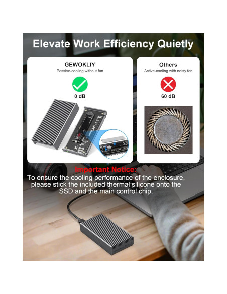 Caja NVMe M.2 Gewokliy 40Gbps USB-C 8TB Aluminio
