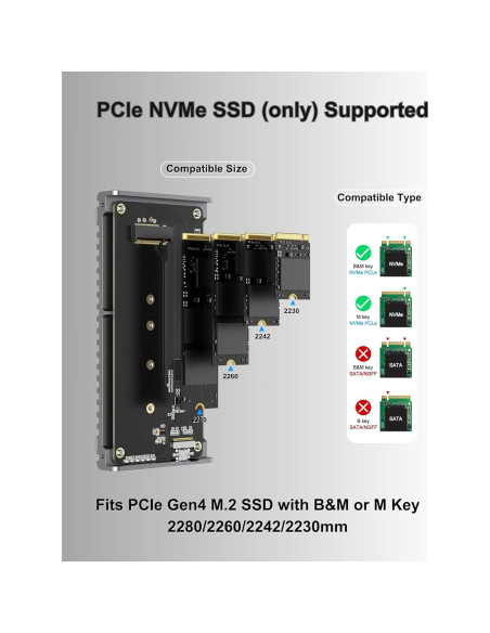 Caja NVMe M.2 Gewokliy 40Gbps USB-C 8TB Aluminio