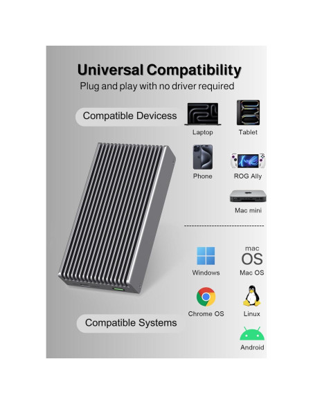 Caja NVMe M.2 Gewokliy 40Gbps USB-C 8TB Aluminio