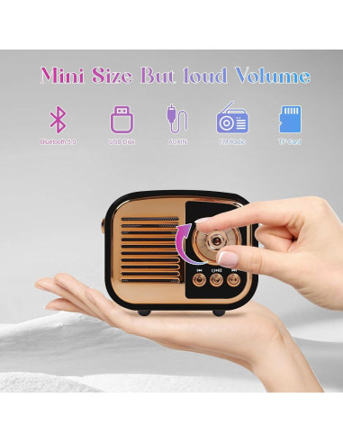 Altavoz Bluetooth Retro Aresrora Mini 3W Negro