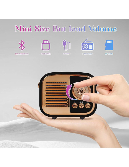 Altavoz Bluetooth Retro Aresrora Mini 3W Negro