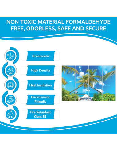 Paneles Acústicos Decorativos ArtPeazy 48x32 cm Playa Tropical