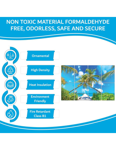 Paneles Acústicos Decorativos ArtPeazy 48x32 cm Playa Tropical