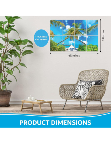 Paneles Acústicos Decorativos ArtPeazy 48x32 cm Playa Tropical