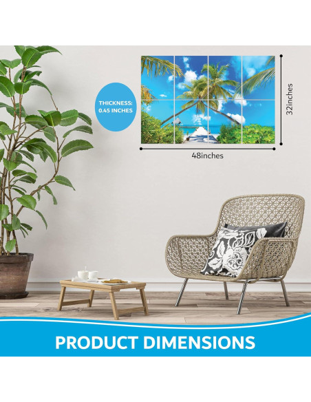 Paneles Acústicos Decorativos ArtPeazy 48x32 cm Playa Tropical