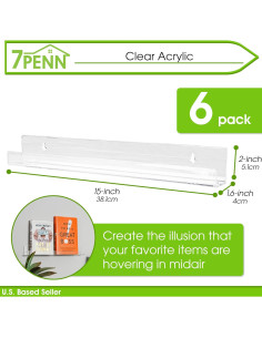 Estantes Flotantes Acrílicos 7Penn - Paquete de 6, 38.1 cm 2