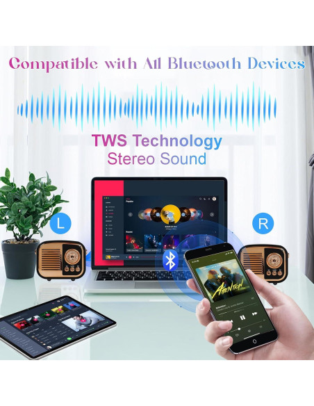 Altavoz Bluetooth Retro Aresrora Mini 3W Negro