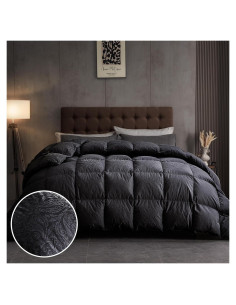 Edredón de Plumas de Ganso DAICO Queen 90x90 cm Negro
