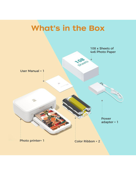 Impresora de Fotos HPRT CP4100 Blanca + 108 Hojas 10x15 cm