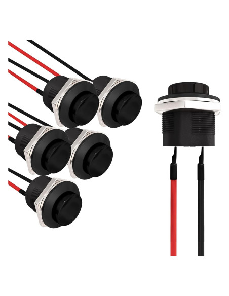 Interruptor de Botón Momentáneo APIELE R13-507 16mm 6 Pcs Negro