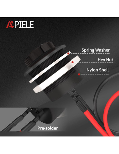 Interruptor de Botón Momentáneo APIELE R13-507 16mm 6 Pcs Negro