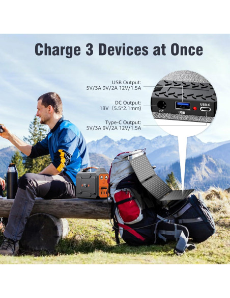 Estación de Energía Solar Portátil ZeroKor 120W con Panel 30W