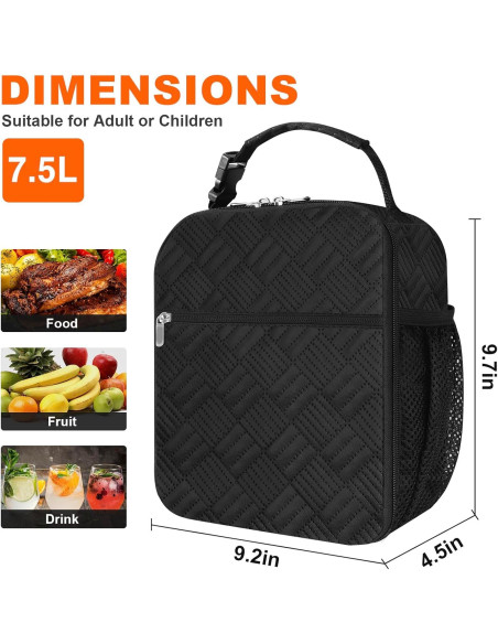 Bolsa de Almuerzo Térmica esouler Negra 7.5L Reutilizable