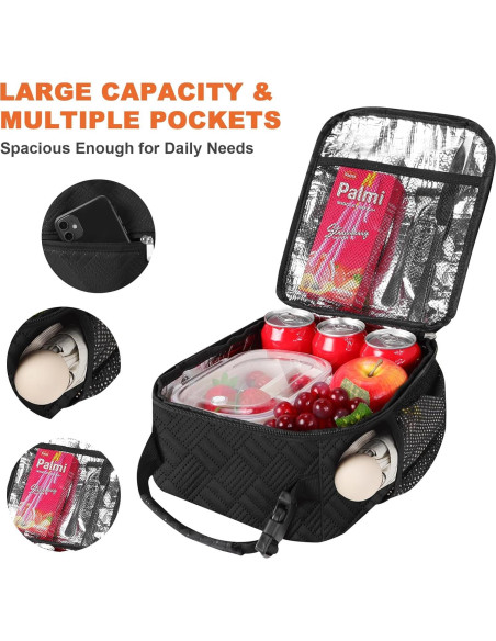 Bolsa de Almuerzo Térmica esouler Negra 7.5L Reutilizable