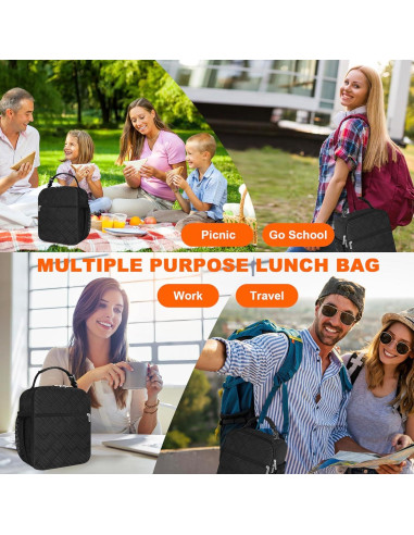 Bolsa de Almuerzo Térmica esouler Negra 7.5L Reutilizable