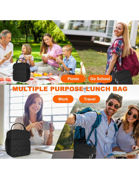 Bolsa de Almuerzo Térmica esouler Negra 7.5L Reutilizable