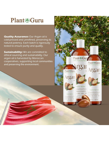 Aceite de Argán 946 ml Plant Guru - 100% Puro, Hidratante