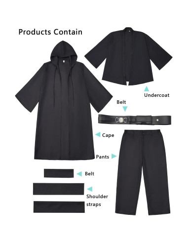 Disfraz de Jedi para Niños Capa Túnica Negra Completo