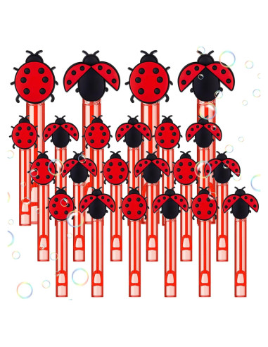 24 Varitas de Burbujas de Mariquita para Fiesta - Seenelling