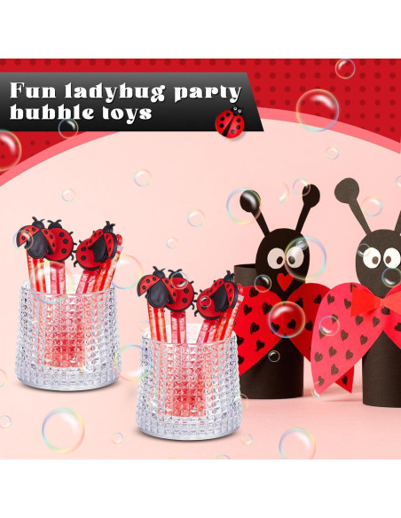 24 Varitas de Burbujas de Mariquita para Fiesta - Seenelling