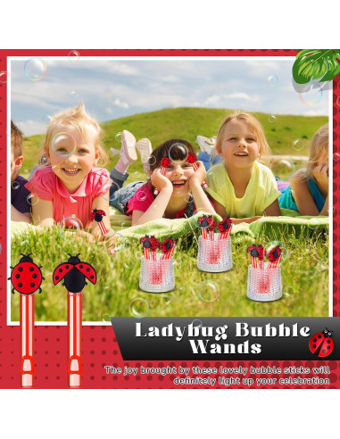 24 Varitas de Burbujas de Mariquita para Fiesta - Seenelling