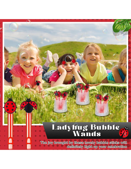 24 Varitas de Burbujas de Mariquita para Fiesta - Seenelling