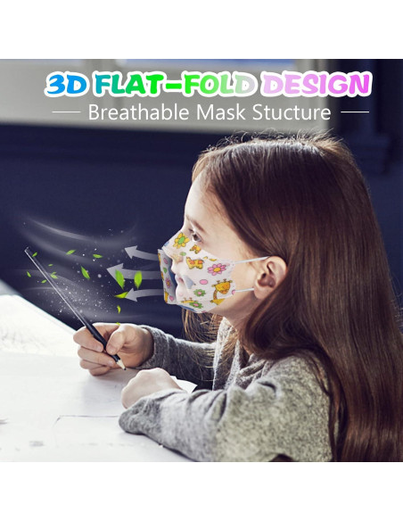 60 Mascarillas Desechables KF94 para Niños - 4 Capas Transpirables