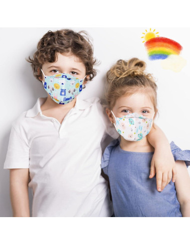 60 Mascarillas Desechables KF94 para Niños - 4 Capas Transpirables