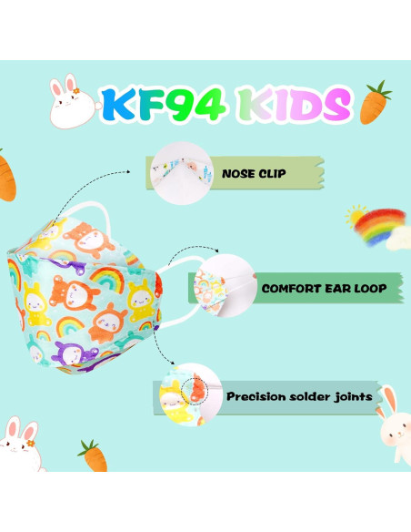 60 Mascarillas Desechables KF94 para Niños - 4 Capas Transpirables