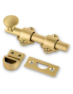 Cerrojo Deslizante Mega Manijas 4 cm Latón Satinado Fácil Instalación