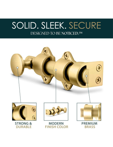 Cerrojo Deslizante Mega Manijas 4 cm Latón Satinado Fácil Instalación