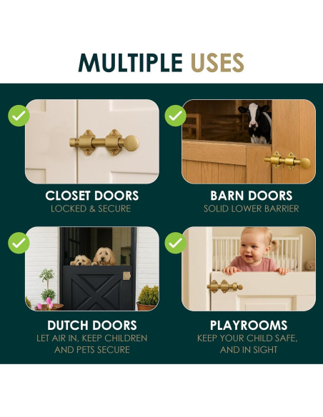 Cerrojo Deslizante Mega Manijas 4 cm Latón Satinado Fácil Instalación