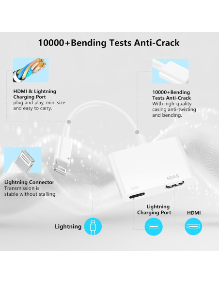 Adaptador Lightning a HDMI 1080P MFi esbeecables para iPhone/iPad