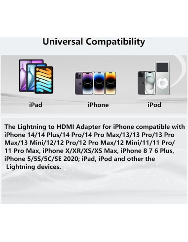 Adaptador Lightning a HDMI 1080P MFi esbeecables para iPhone/iPad