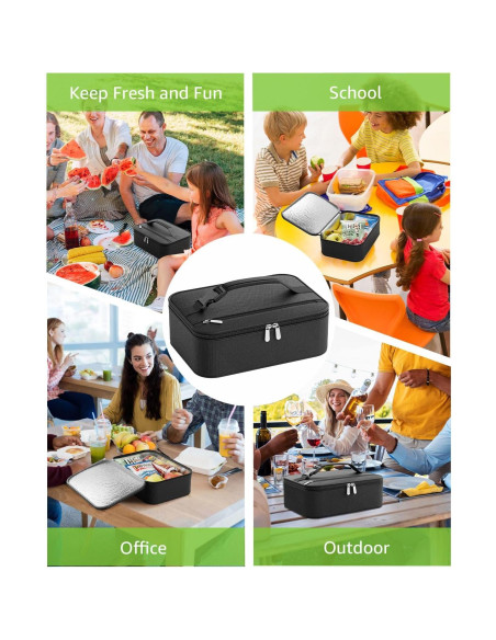 Bolsa de Almuerzo Térmica Neverwhy Negra 5L Compacta y Portátil