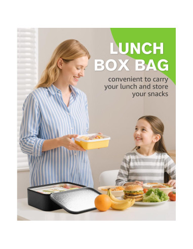 Bolsa de Almuerzo Térmica Neverwhy Negra 5L Compacta y Portátil