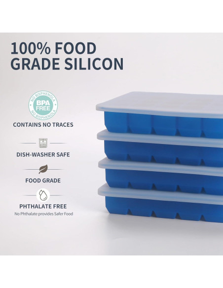 Bandeja de Hielo de Silicona BECOKIT 20 Secciones Azul 2 Paquete