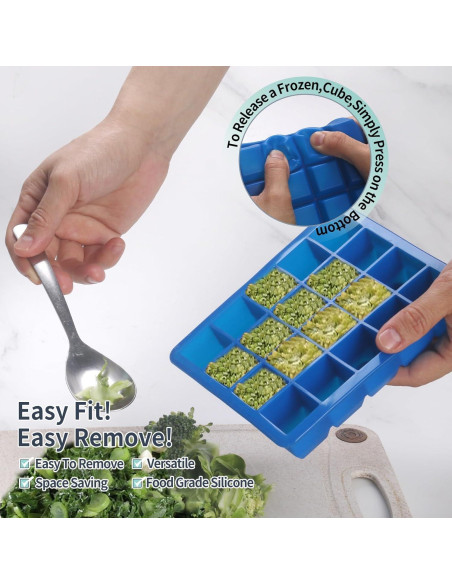 Bandeja de Hielo de Silicona BECOKIT 20 Secciones Azul 2 Paquete